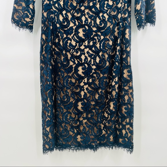 Tadashi Shoji Blue lace dress half sleeve size 4 - Picture 3 of 7